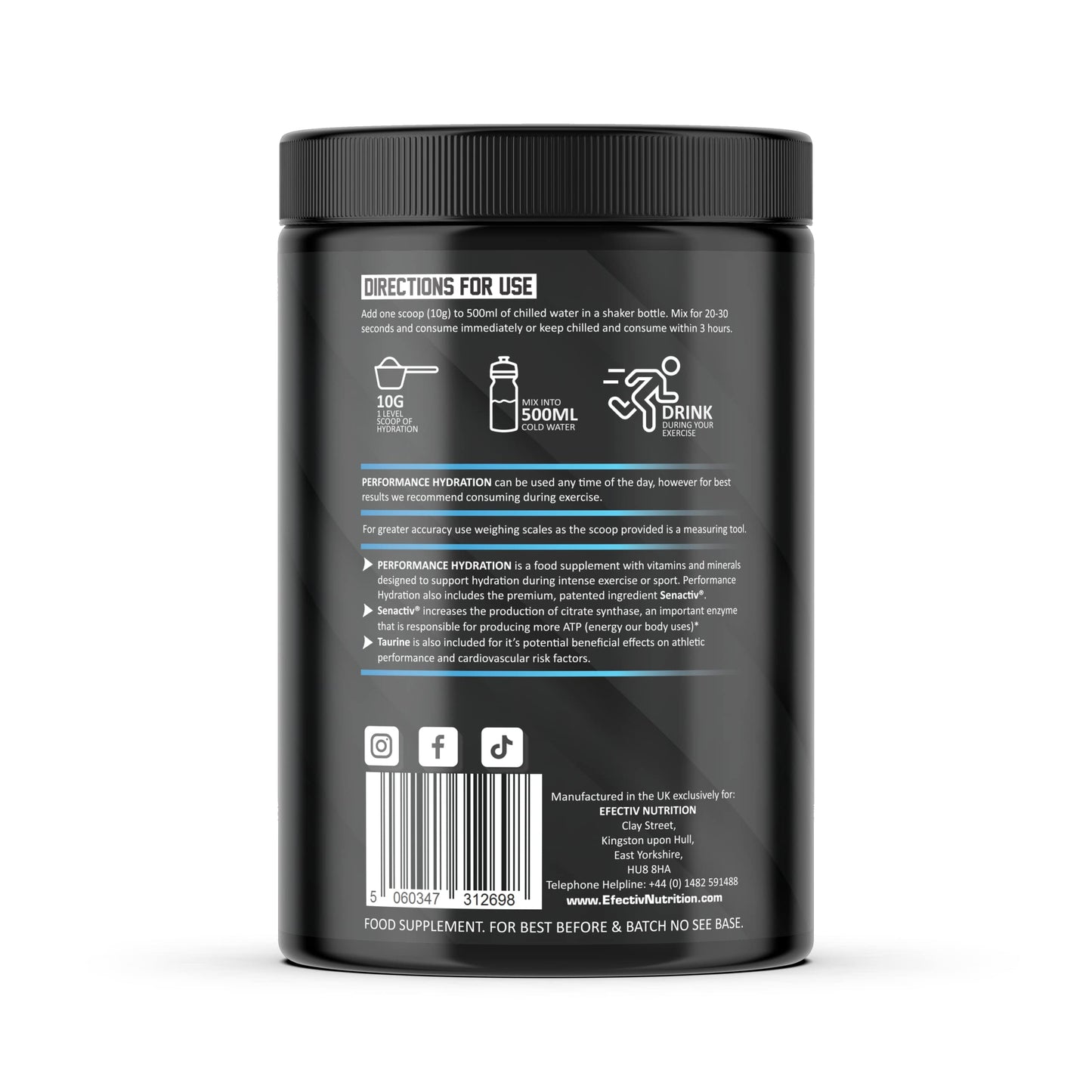 EFECTIV Performance Hydration - Electrolytes Powder 600g - Mango & Passionfruit - Premium Electrolyte Supplement with Added Senactiv & Taurine - Made in The UK - Vegan (60 Servings)