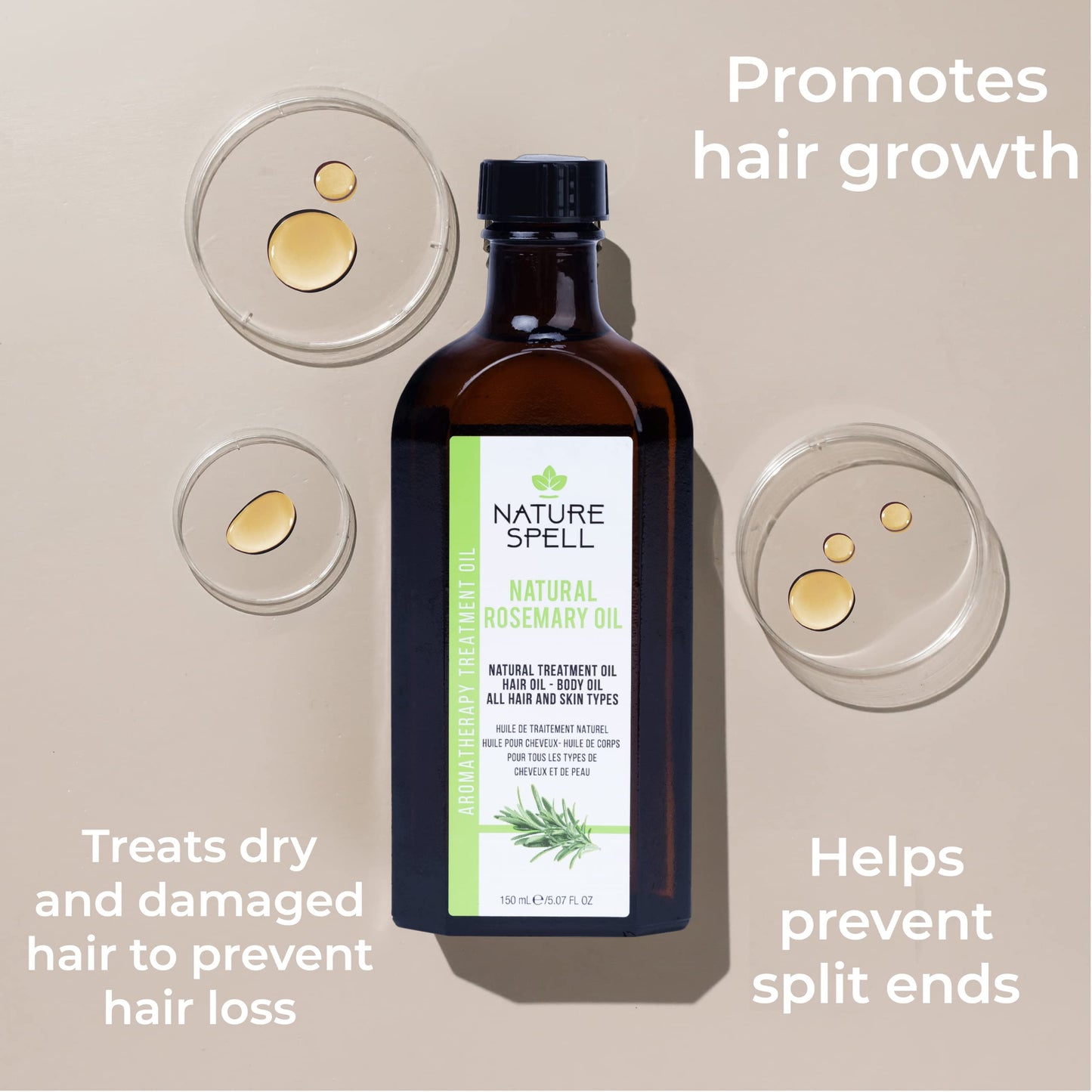 Nature Spell Rosemary Oil for Hair & Skin 150 ml – Rosemary Oil for Hair Growth – Treat Dry Damaged Hair to Target Hair Loss