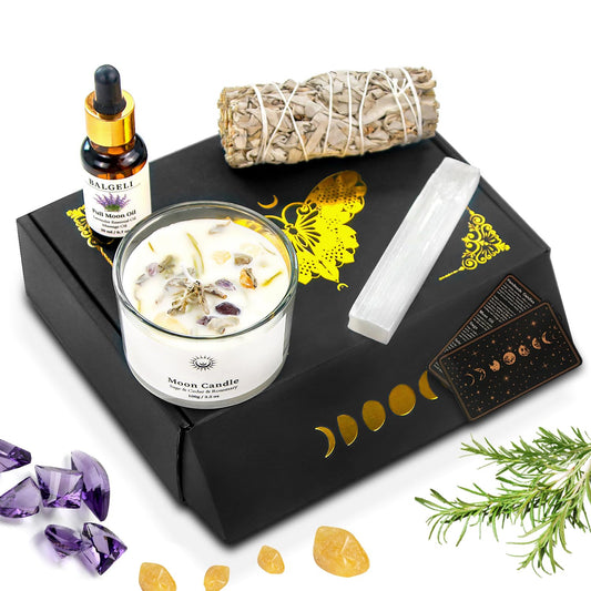 jagdag Spiritual Gifts, Energy Cleansing Kit, Chakra Candles, Positive Energy Crystals, Meditation Kit, Sage Cystal Candles Cleansing House Negative Energy, Spiritual Healing Gifts Women & Men, White