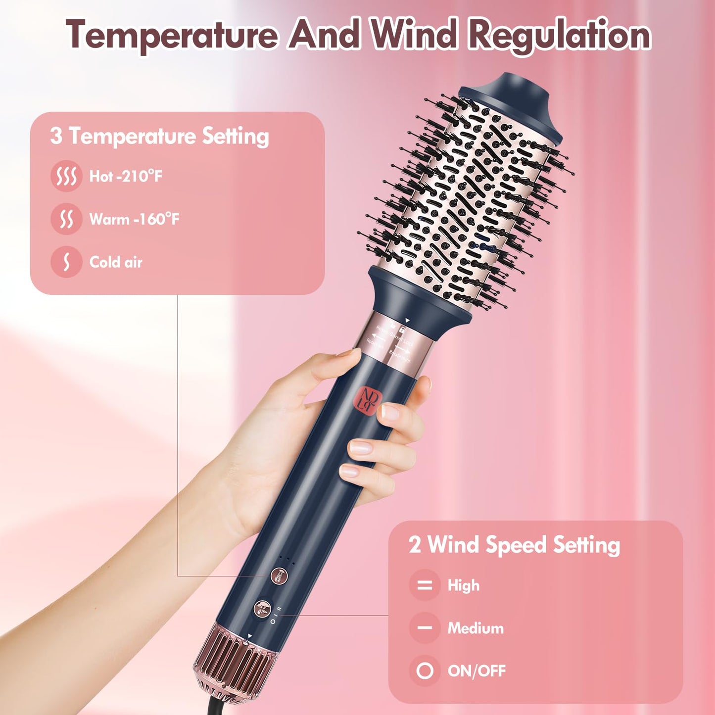 Flexstyle Hair Styler, NDLT 110,000 RPM High Concentration of Negative Ions Hair Dryer, Blow Dryer Brush, Straightening Brush, Curling lron 5 in 1 for Fast Drying Curling Straightening & Smoothing