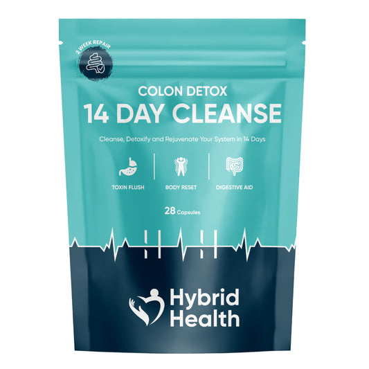 Hybrid Health Colon Cleanse Rapid 14 Day Detox Supplement for Men & Women | 28 High Strength Capsules | Eliminates Toxins, Promotes Gut Health | Non GMO Gut Cleanse