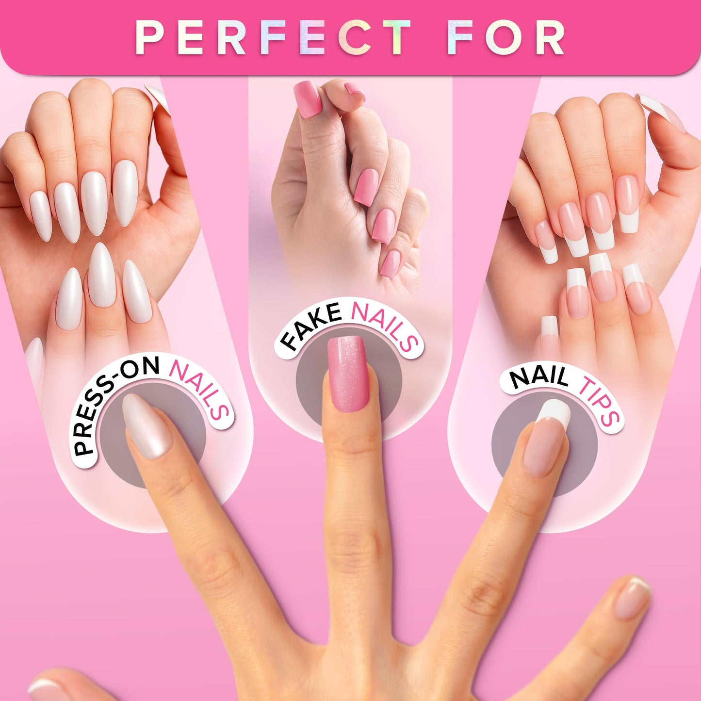 Super Strong Nail Glue for Press On Nails, Tips & False Nails (8ml) NYK1 NailBond Brush On Nail Glue Extra Strong for Press Ons, Tips & Acrylics - Long Lasting, Maximum Strength, Mess-Free Application