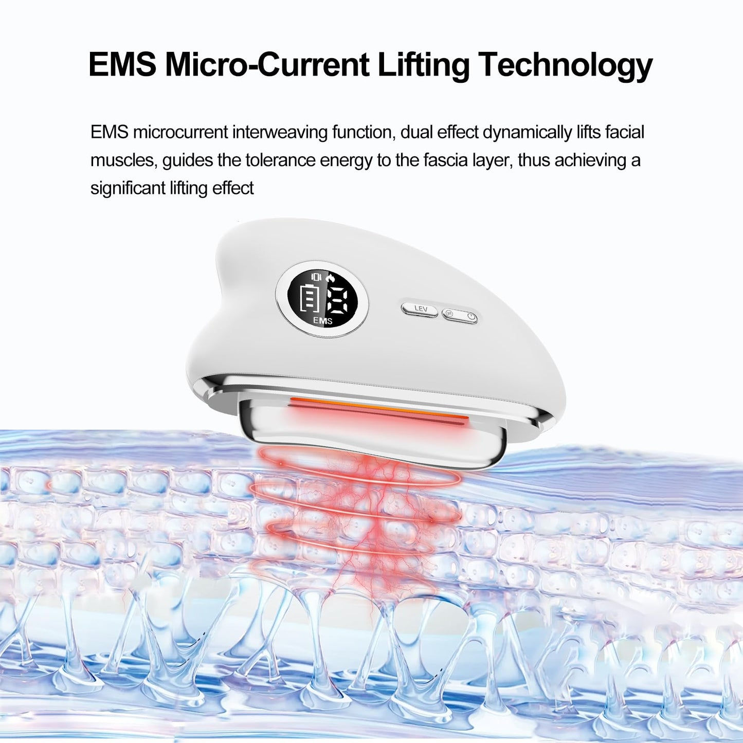 Face Device Gua Sha Electric - 2025 New, Gua Sha Tool for Face Yoga with Red Light Therapy, Facial Sculpting Device, for Skin Lift, Skin Care & Yoga, Wrinkle Smoothing and Body Massage (White)