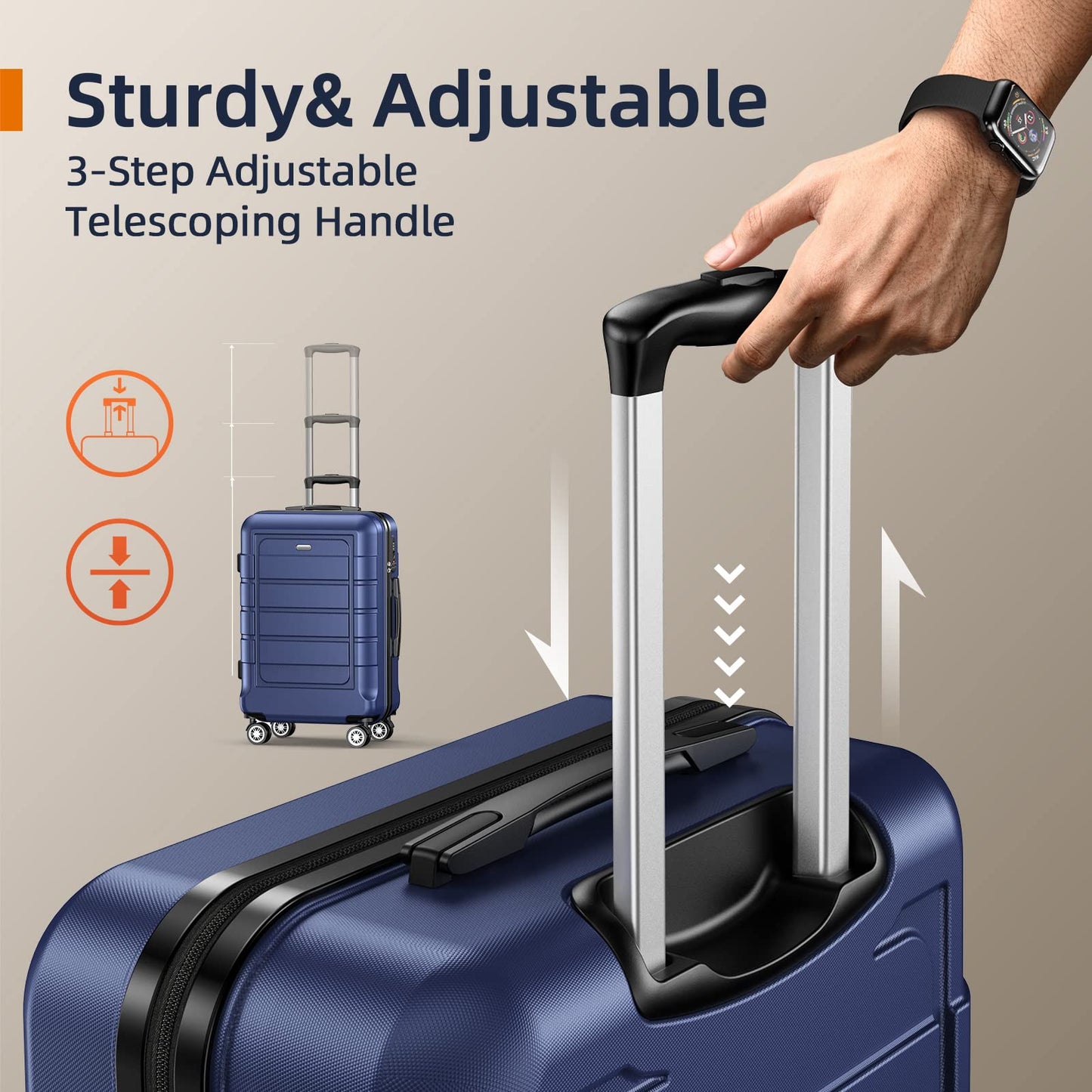 SHOWKOO Suitcase Large 28-Inch Expandable PC+ABS Hard Shell Travel Luggage Lightweight Durable High Capacity with Double Spinner Wheels TSA Lock, 28" Blue