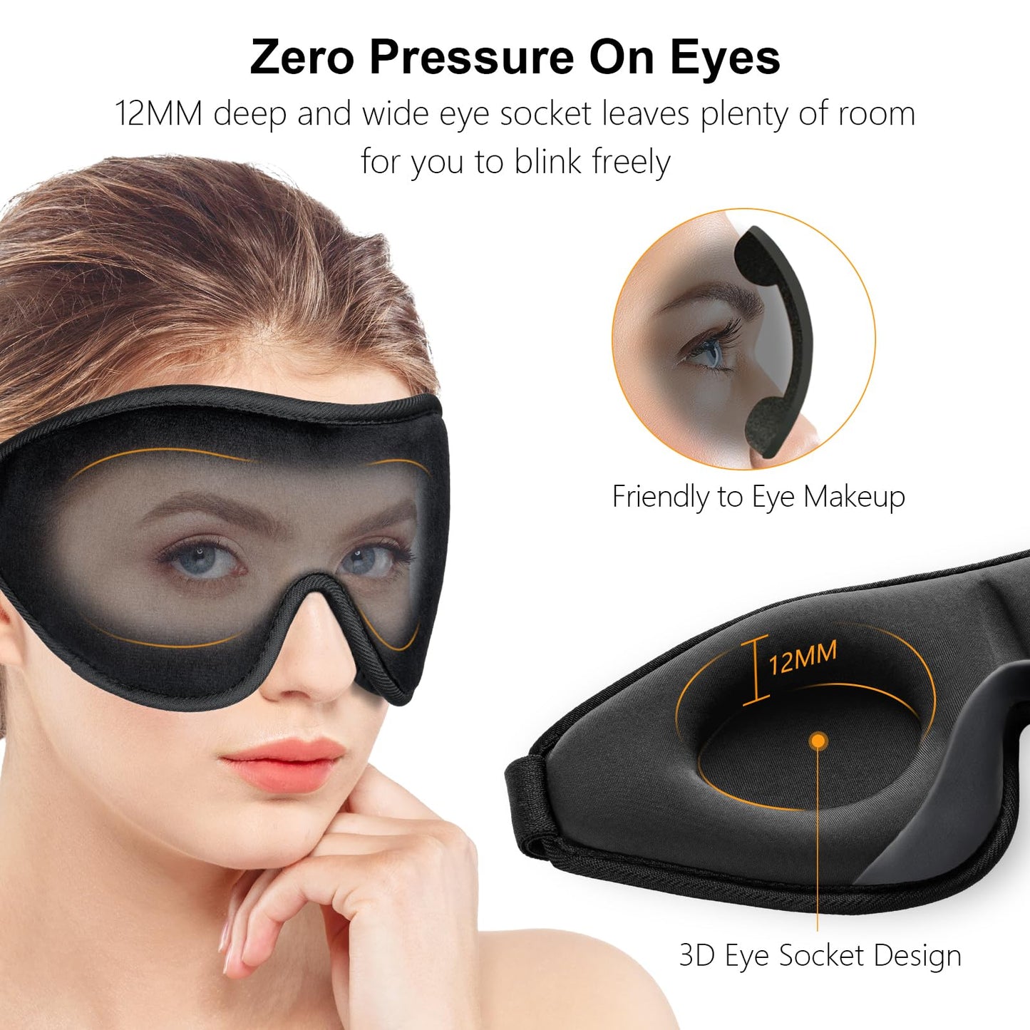 Gritin 100% Blackout Sleep Masks for Women & Men - Zero Eye Pressure Sleeping Eye Mask- Ergonomic Design 3D Cutout Eye Movement Friendly, Ultra Soft & Comfortable Eye Mask for Sleep/Nap/Travel