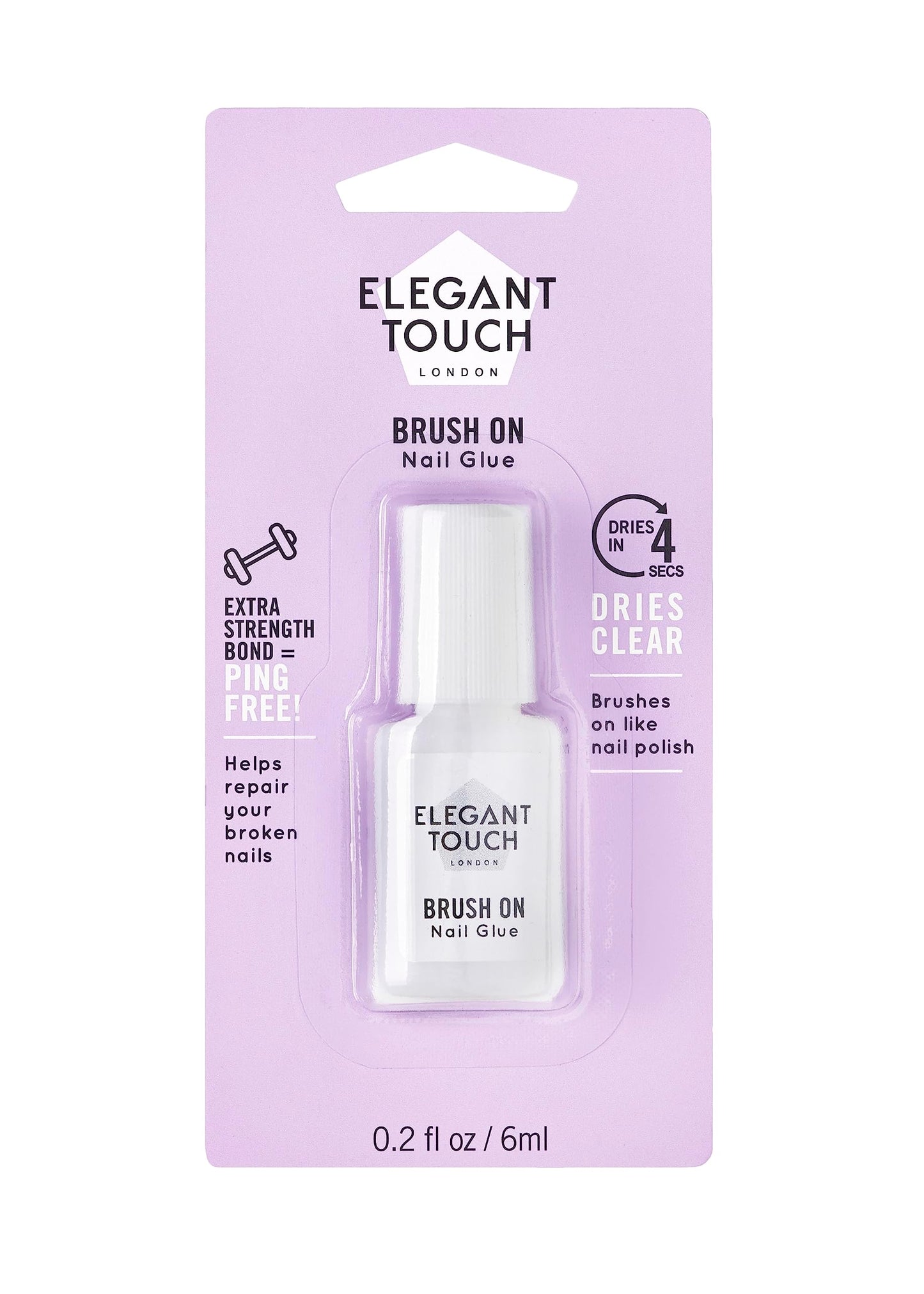 Elegant Touch Brush On Nail Glue Clear 6ml (Packaging may vary)