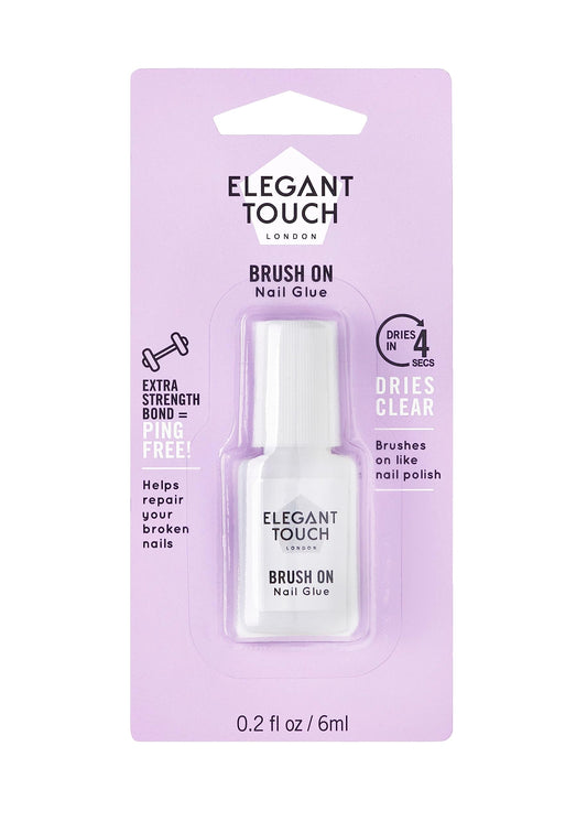 Elegant Touch Brush On Nail Glue Clear 6ml (Packaging may vary)