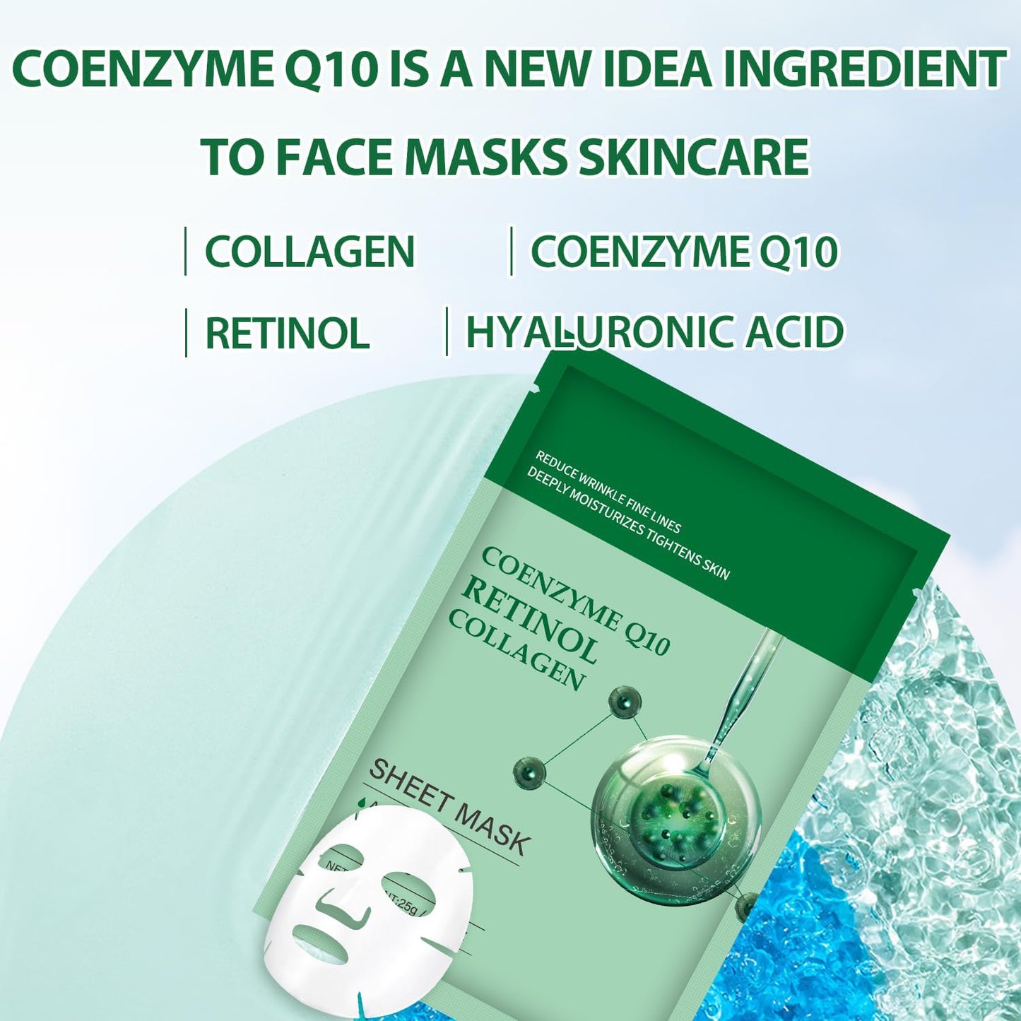 Collagen Q10 Retinol Face Mask – Pack of 10 | TRYTLION
