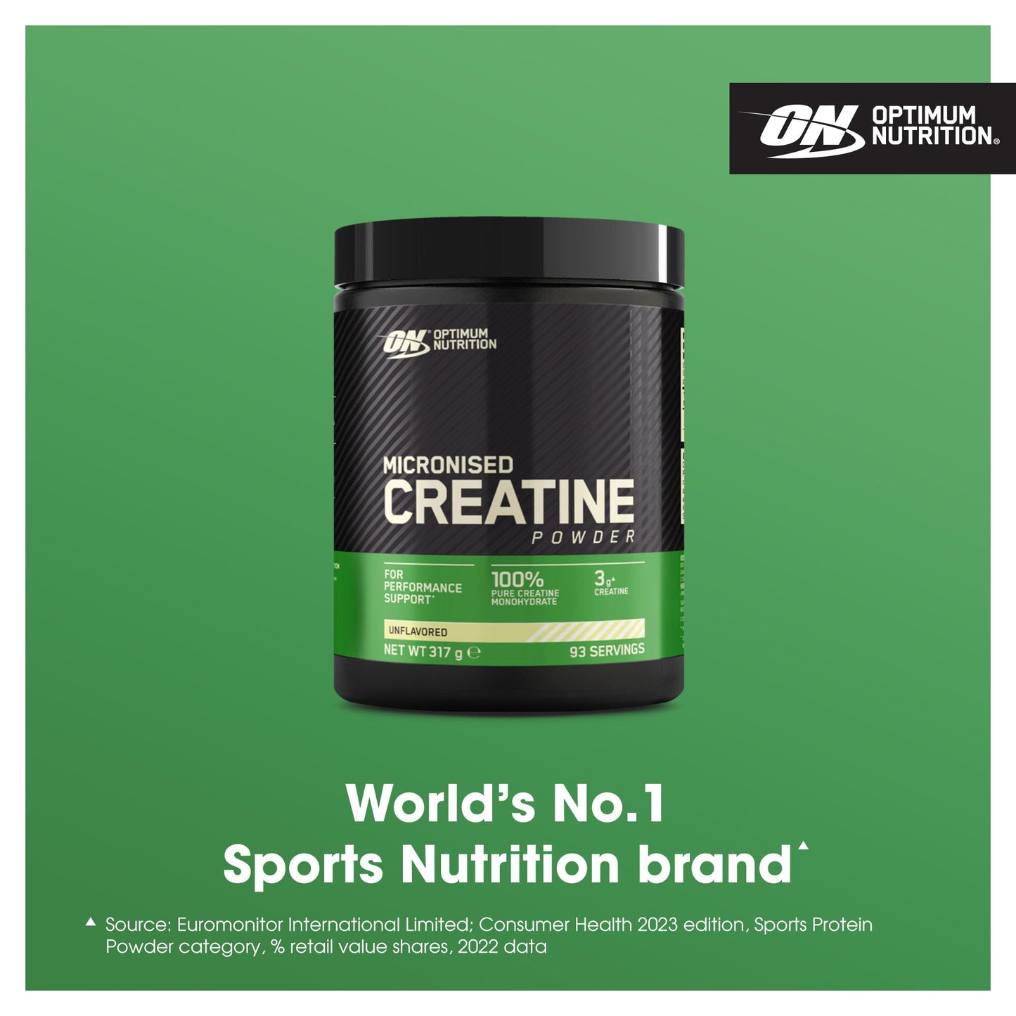 Optimum Nutrition Micronised Creatine Powder, 100% Pure Creatine Monohydrate Powder for Performance and Muscle Power, Unflavoured Shake, 93 Servings, 317 g