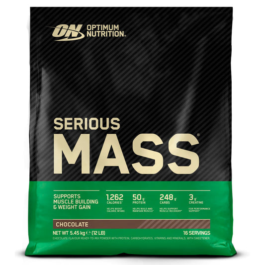Optimum Nutrition Serious Mass Protein Powder High Calorie Mass Gainer with Vitamins, Creatine and Glutamine, Chocolate, 16 Servings, 5.45 kg