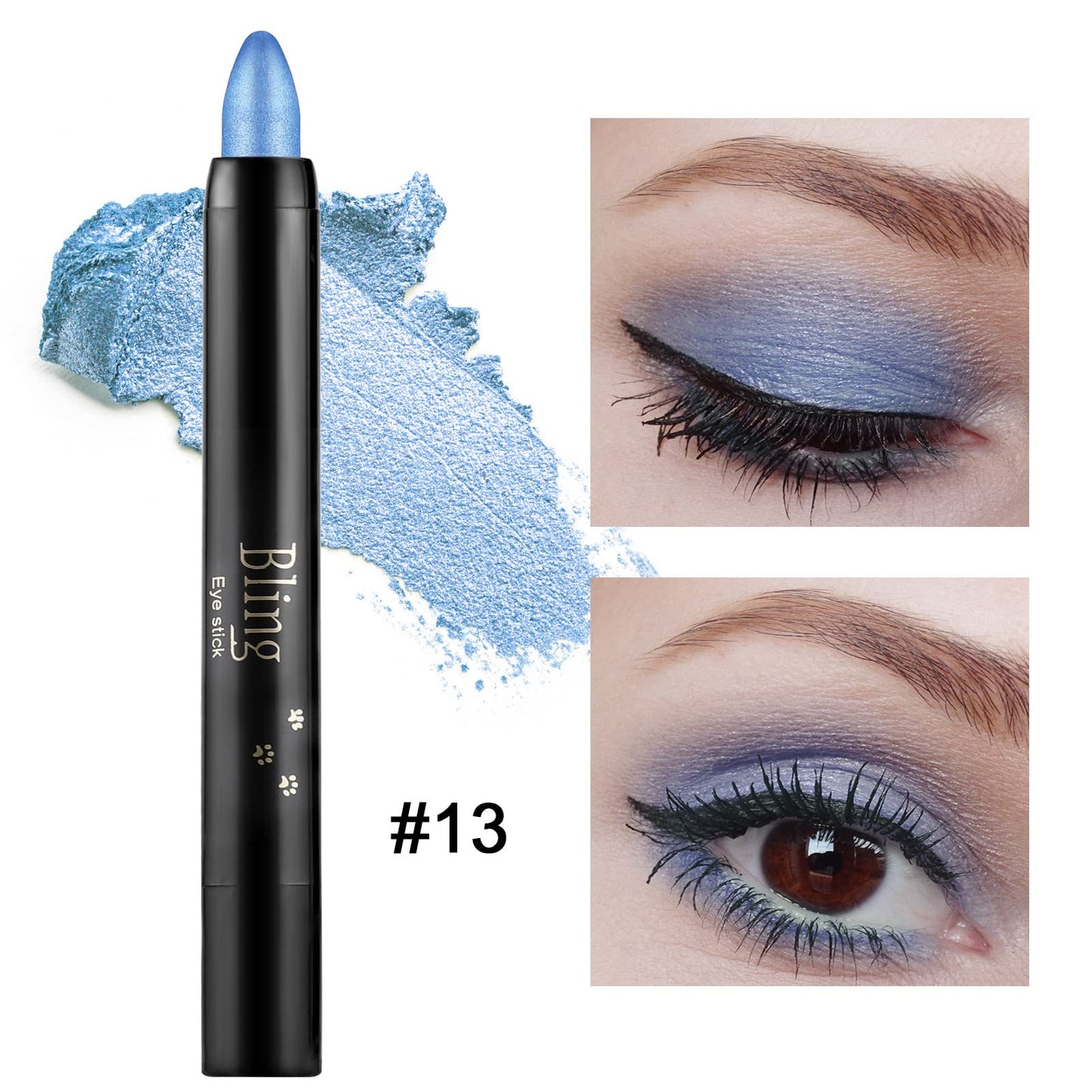 Boobeen Eyeshadow Pencil Crayon Waterproof Eyeshadow Stick Shimmer Cream Eyeshadow Pen Create Glitter Eye Makeup, Easy to Use (13#)