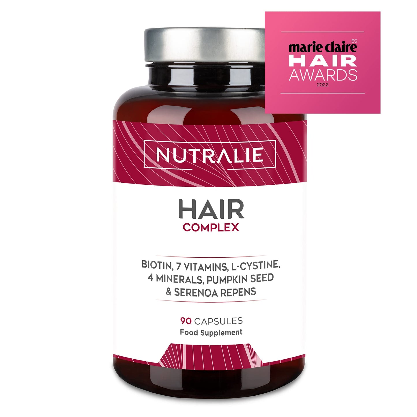 Hair Vitamins - Anti-Hair Loss + Hair Growth + Nails Vitamins - [Award 2022] - Biotin + Zinc + Selenium - Hair Skin and Nail Vitamins with L-Cysteine - Hair Supplement - 90 Capsules - Nutralie