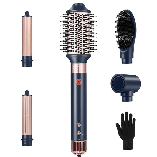 Flexstyle Hair Styler, NDLT 110,000 RPM High Concentration of Negative Ions Hair Dryer, Blow Dryer Brush, Straightening Brush, Curling lron 5 in 1 for Fast Drying Curling Straightening & Smoothing