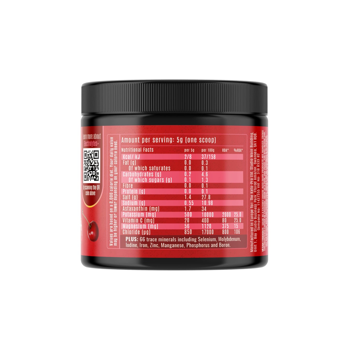 Keto-Pro Electrolytes PLUS Cherry Berry 250 g | TRYTLION