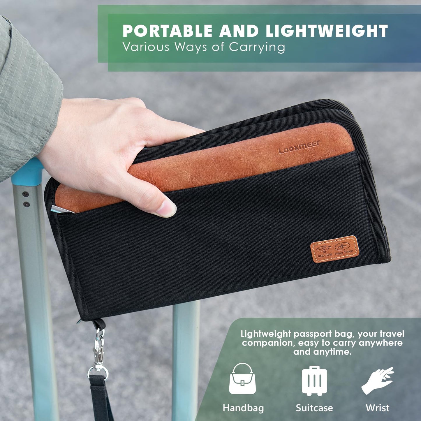 Looxmeer Travel Wallet, Family Passport Holder, RFID Blocking Travel Accessories Organizer for Tickets, Cards, Cash, Holiday Essentials Case Cover for Man & Woman