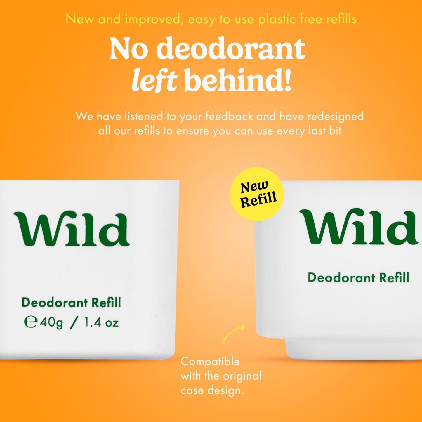Wild - Mens Natural Refillable Deodorant Starter Kit - Black Case with Fresh Cotton & Sea Salt, Ocean Mist & Thunderstorm Scents - Long Lasting Protection - Aluminium Free - Vegan & Eco-Friendly