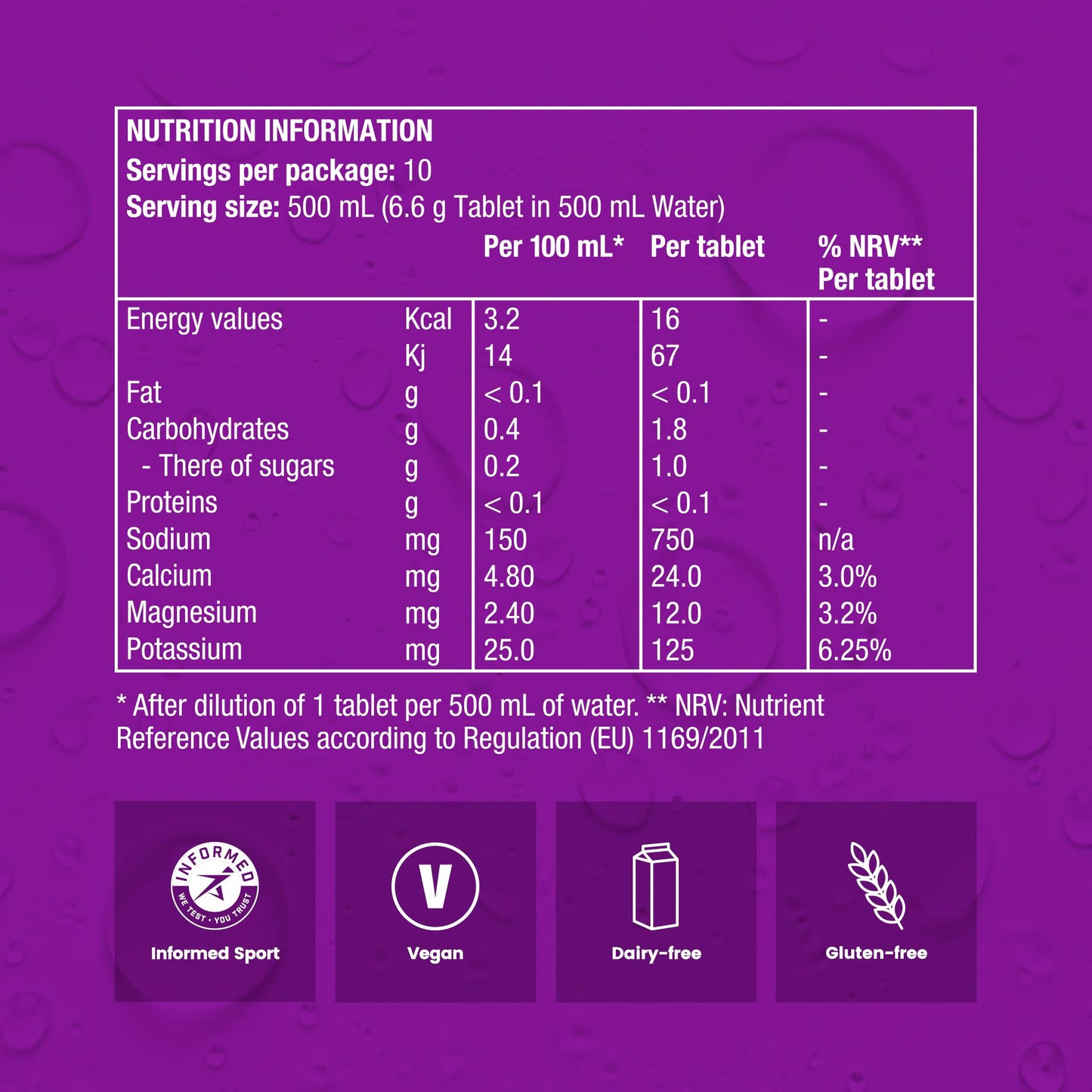 Precision Hydration Lite Electrolytes Tablets - Multi Strength Effervescent Hydration Tablet - Low Calorie, Gluten Free, Vegan/Vegetarian Friendly, Mild Citrus Flavour (1500mg/l - Purple, 1 Tube)