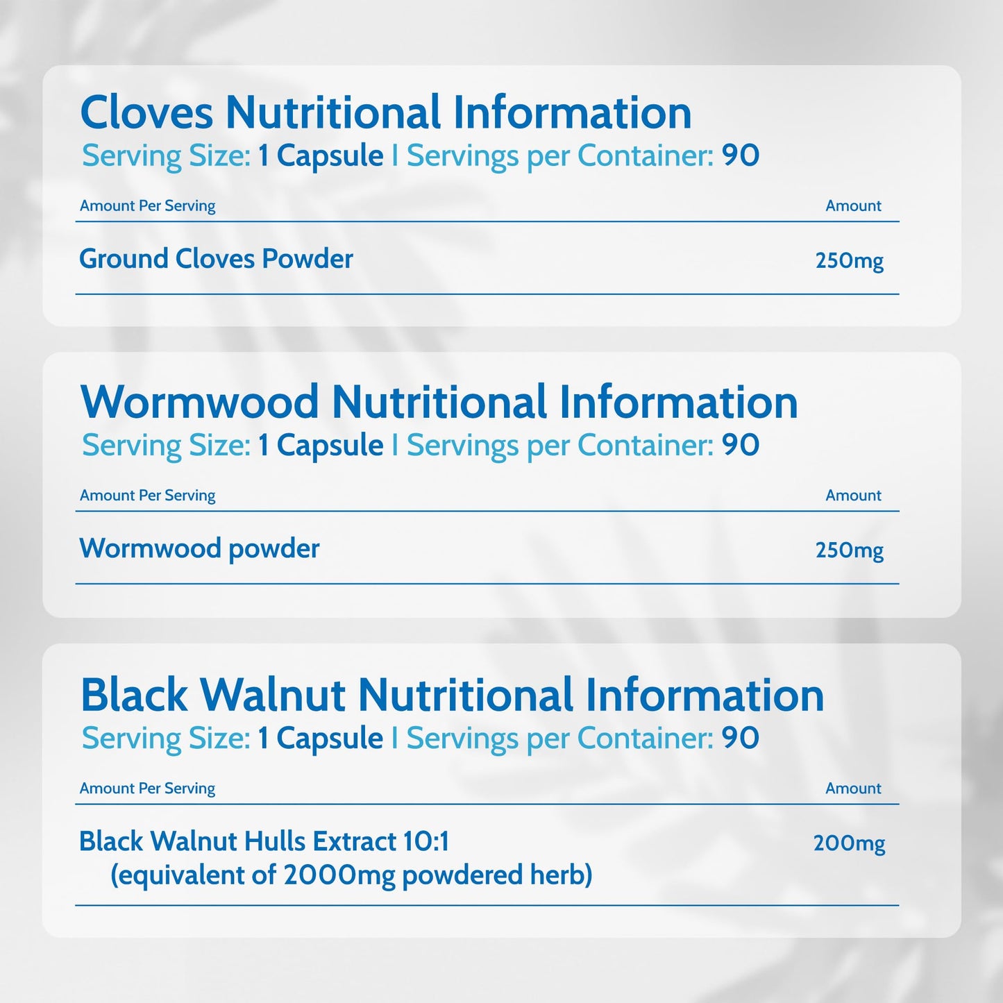 Health4All Wormwood, Black Walnut, Cloves Digestive Dewormer Detox Cleanse for Humans Set 3x90 Capsules. Vegan. Purest - no additives Intestinal Detox Supplement