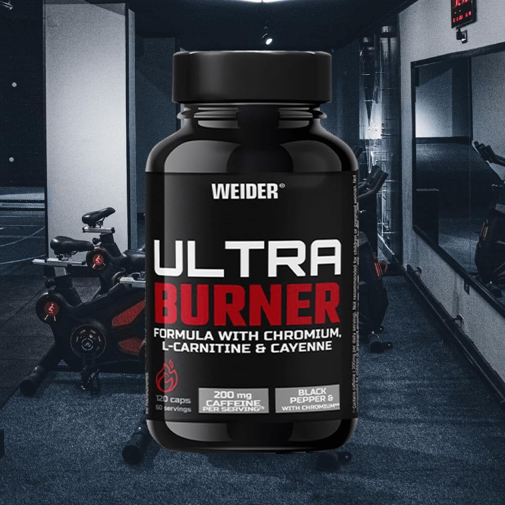Weider Ultra Burner 120 caps. Powerful thermogenic Formula. with Plant extracts and Caffeine. L-Carnitine, Chromium and Vitamin B6. 100% Vegan