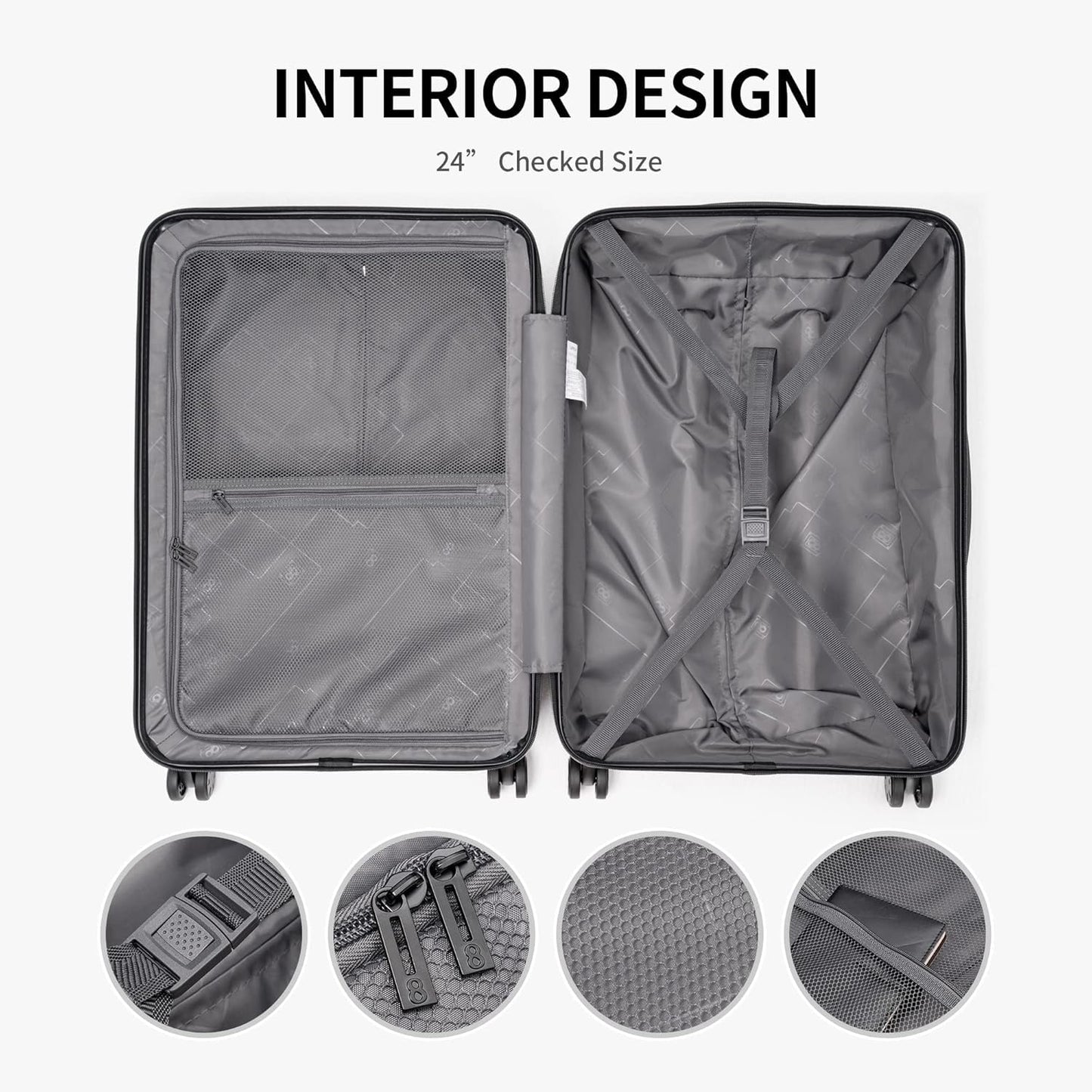 LEVEL8 Luggage 3-Piece Spinner Hardshell Set