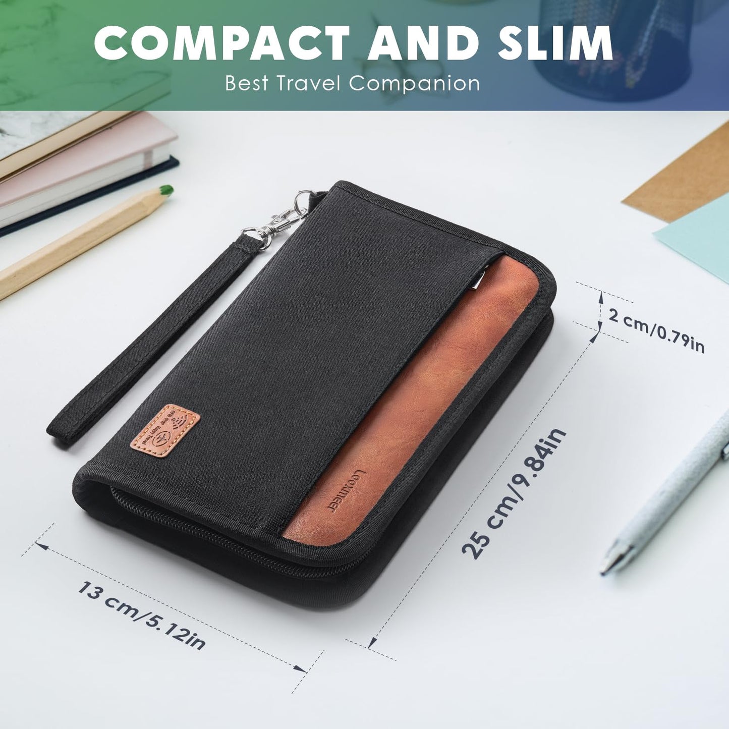 Looxmeer Travel Wallet, Family Passport Holder, RFID Blocking Travel Accessories Organizer for Tickets, Cards, Cash, Holiday Essentials Case Cover for Man & Woman