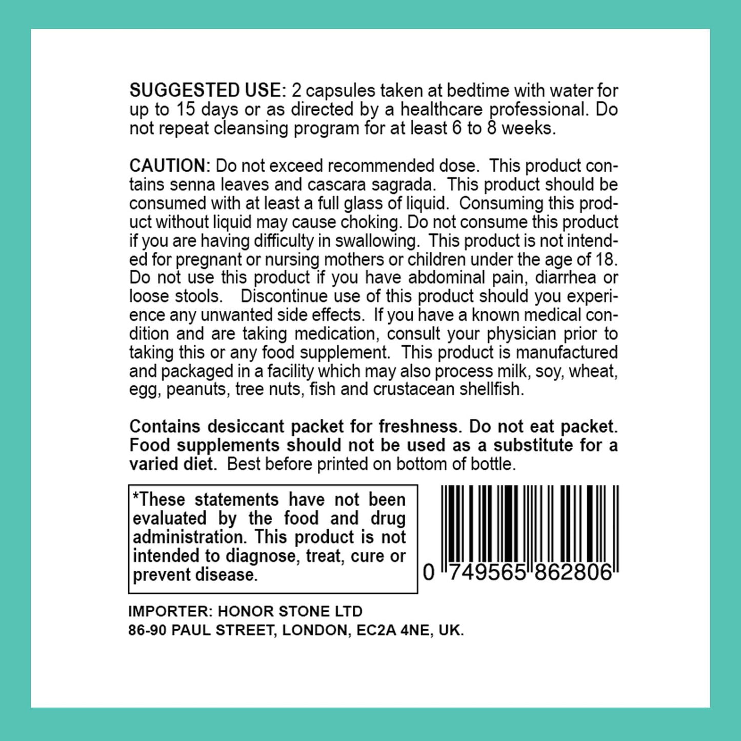 Honor Stone Colon Cleanse 15 Day Detox | Supports Weight Loss | Helps Eliminate toxins | Relieves Constipation & Bloating | Probiotics Support Gut Health | Herbal Stool Softener*