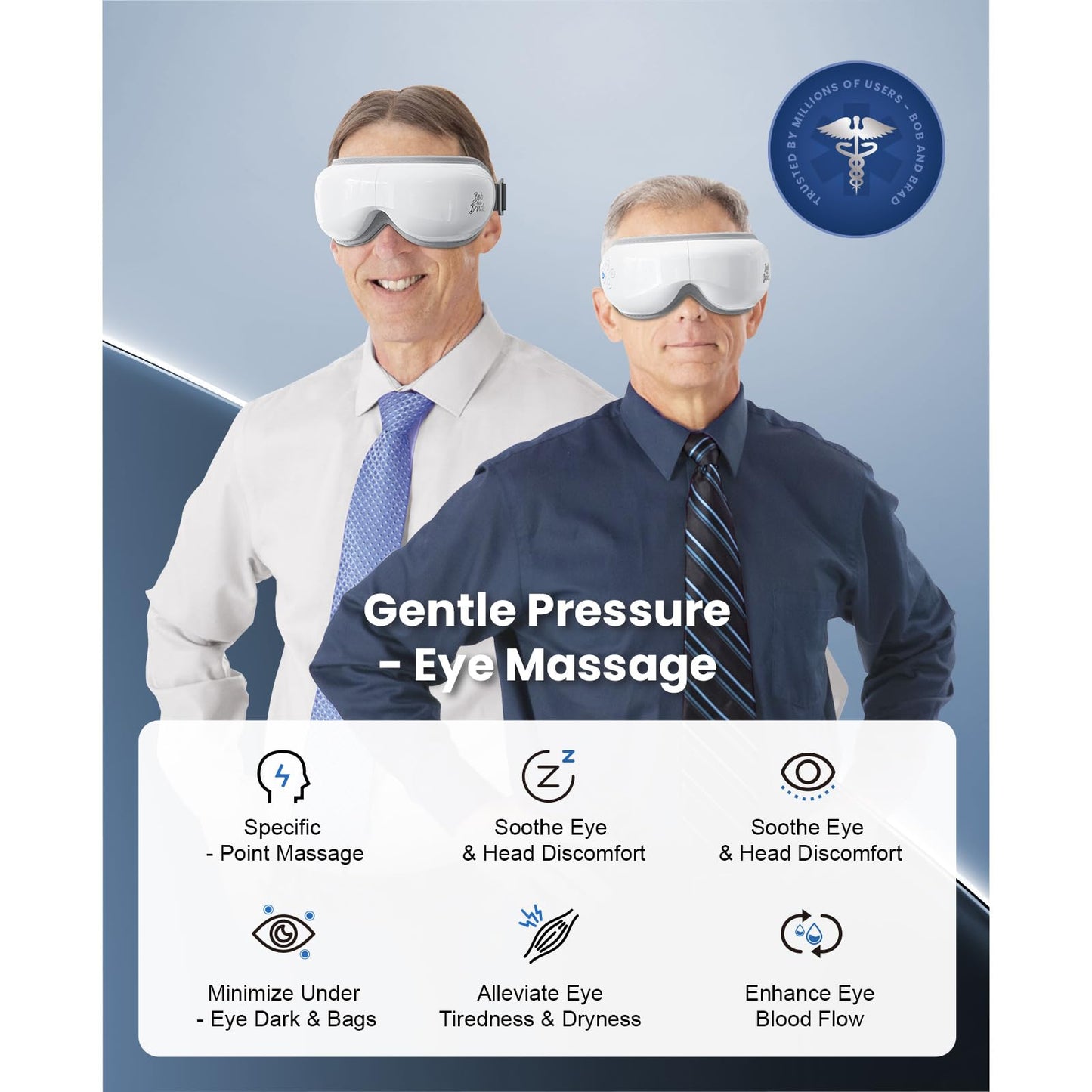 Bob and Brad EyeOasis 3 - Eye Massager with Heat and Cooling for Migraines, Electric Sleep Eye Mask with Music for Puffy & Dry Eyes, Dark Circles, Eye Strain Relaxation, Gifts for Women/Men