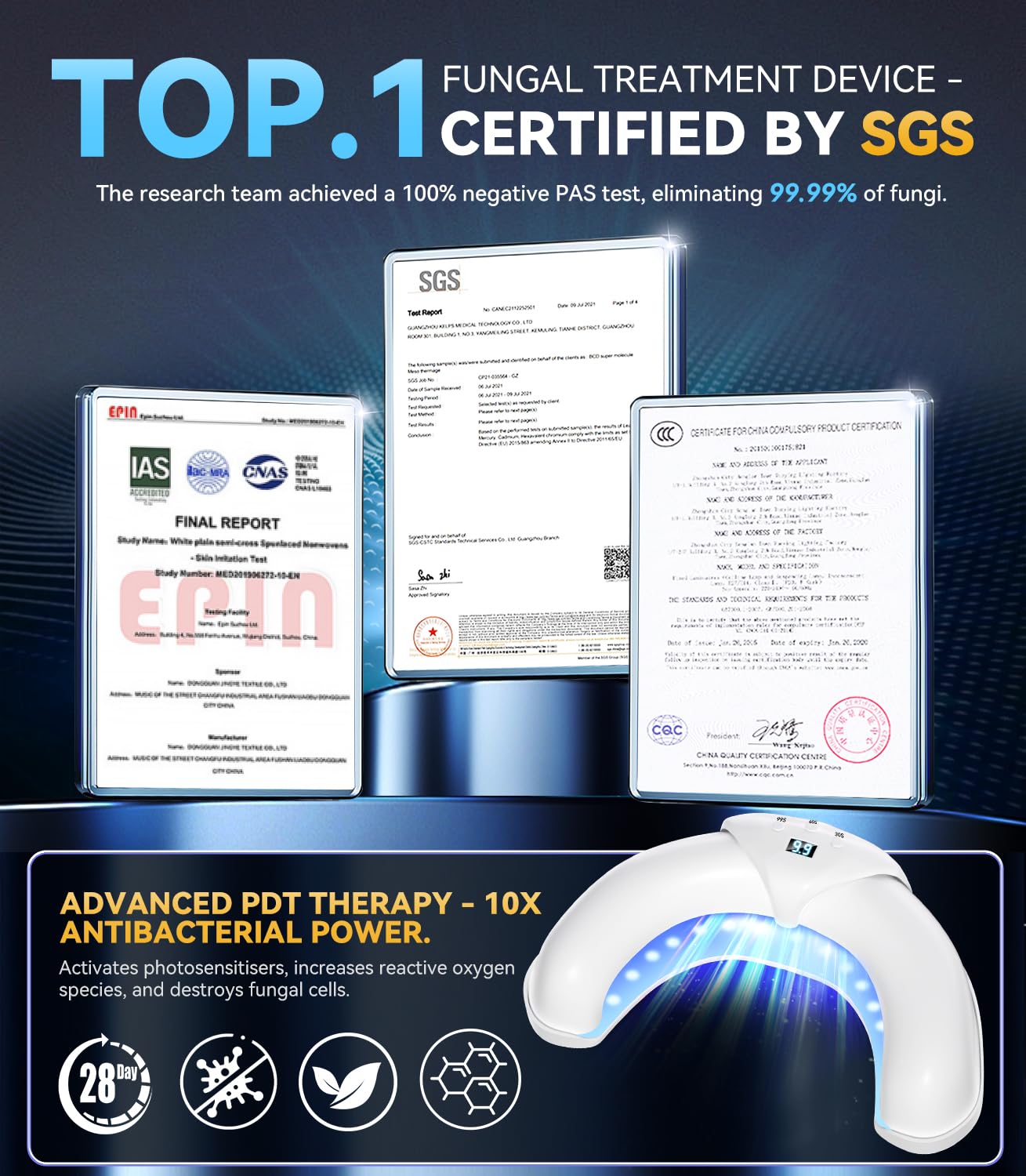 Nail Fungus Laser Device Antifungal Laser【SGS-Certified】 for Toenail Fungus Treatment【Clinically Proven 21Day Fast Repair】PainFree Device Professional Laser Nail Fungus Treatment for Toenail