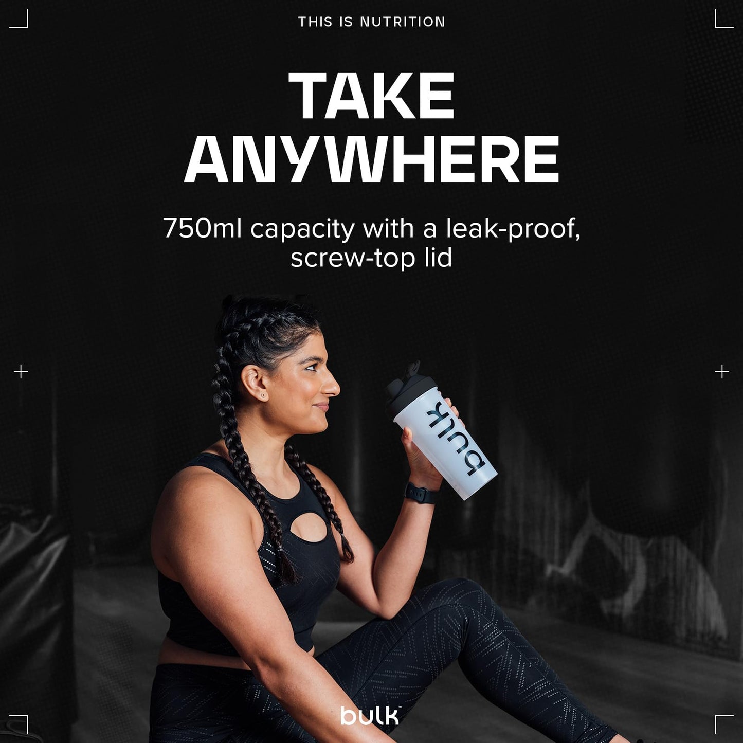 Bulk Iconic Shaker Bottle, 750ml, Clear, Leak-Proof, BPA-Free, Wire Mixing Ball for Lump-Free Shakes, Convenient Carry Handle, Transparent Fill Level, Dishwasher Safe