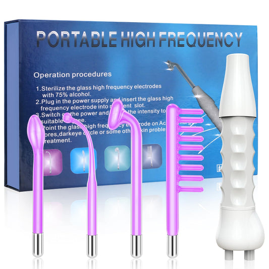 High F-requency Wand, iklestar Handheld High F-requency Facial Machine for Hair Growth, Skin Tightening Kit with 4 Violet Tubes, Professional Face Beauty Device for Skin Care Home Salon Use