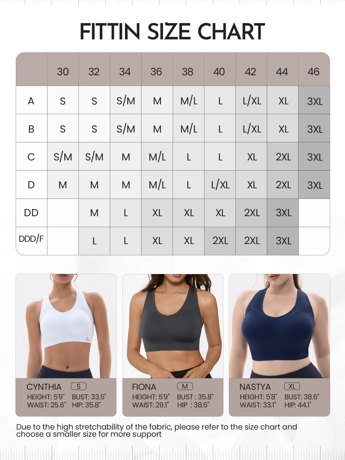 FITTIN Racerback Sports Bra for Women- Padded Seamless Activewear Bras for Yoga Gym Workout Fitness Black