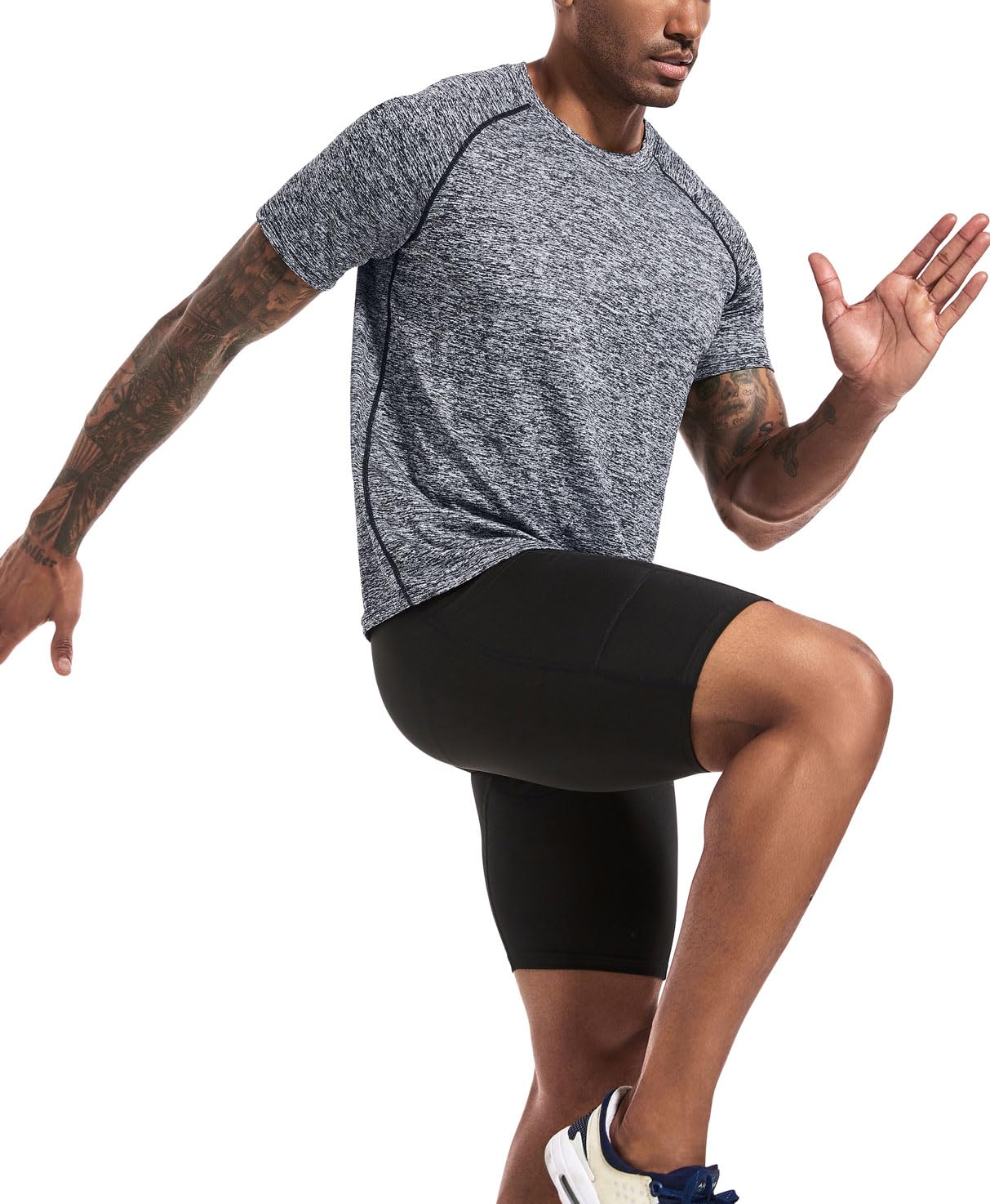 5 Packs Workout Shirts for Men - Activewear Tops Gym Shirts Dry Fit Mesh Running Fitness Short Sleeve Crewneck Sports Athletic T-Shirt Tops 5P02-L
