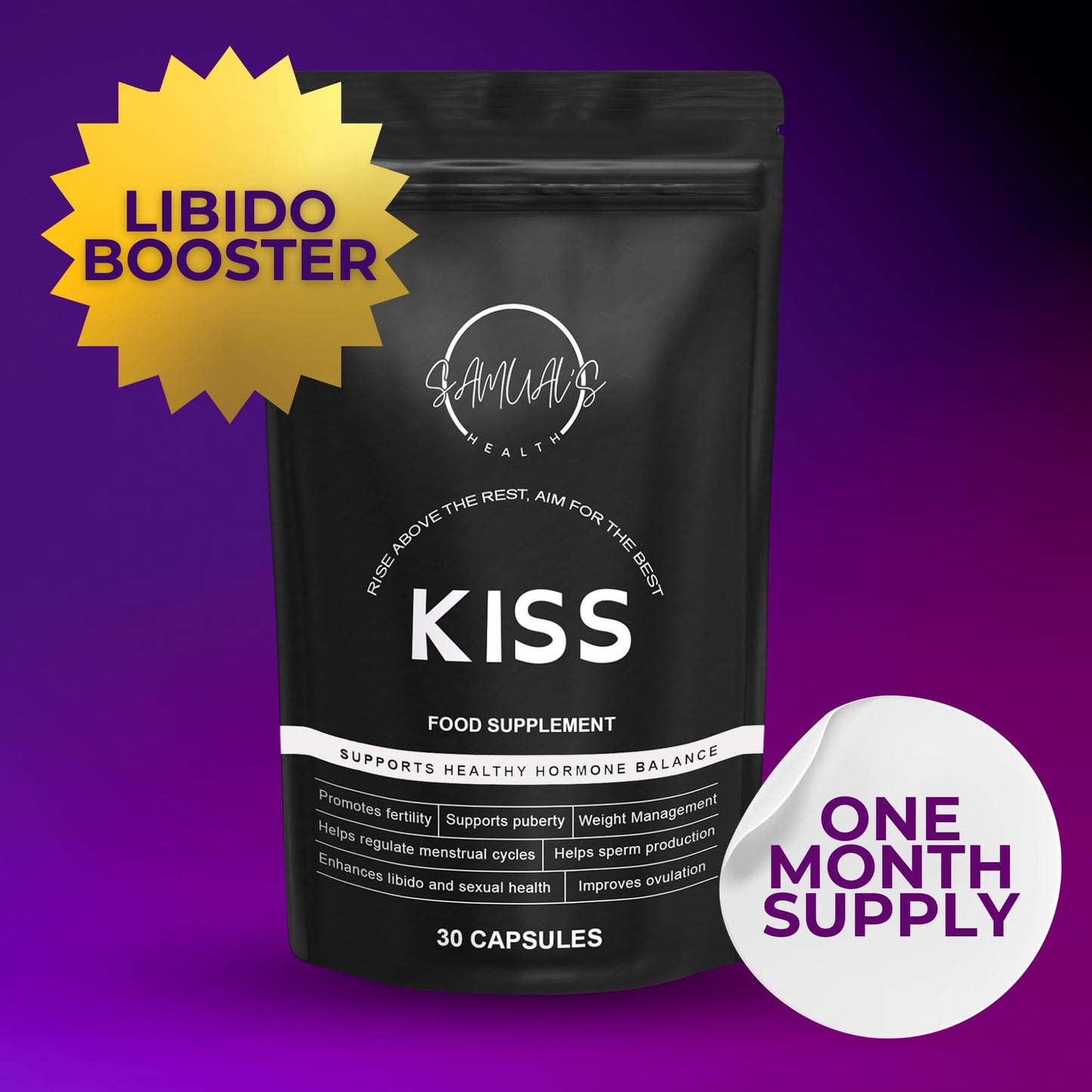 Libido Booster for Women - Samuals KISS libido Enhancer for Women - Hormone Harmony and Hormone Balance - Intimacy Support - 30 Capsules