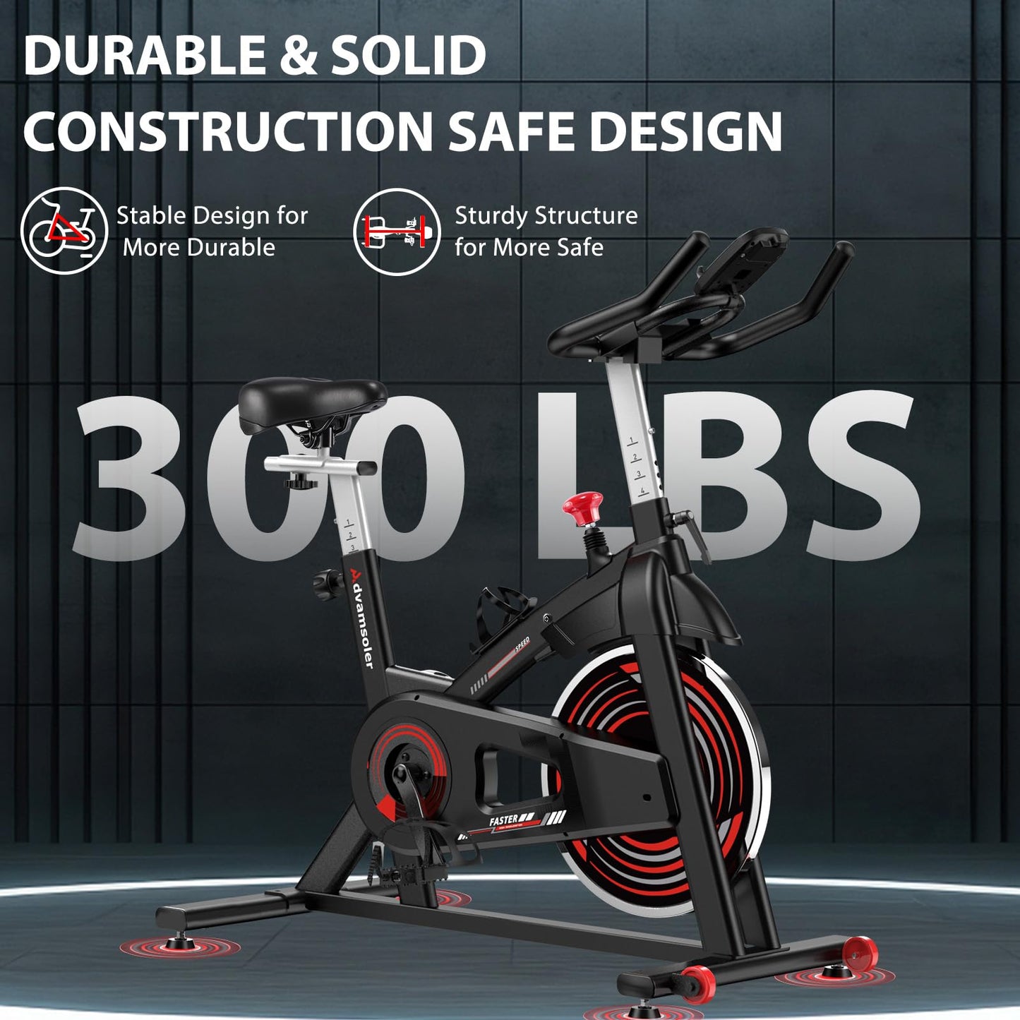 Advamsoler Exercise Bike for Home Gym Use, Indoor Cycling Spin Bike with LCD Display & Tablet Holder, Quiet Stationary Bike for Fitness Cardio Workout
