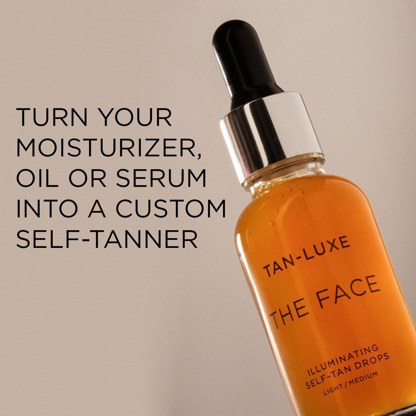 Tan-Luxe THE FACE Self Tanning Drops, Light/Medium (10 ml) Add Tanning Drops to Skin Care for Custom Face Tan, Cruelty Free & Vegan