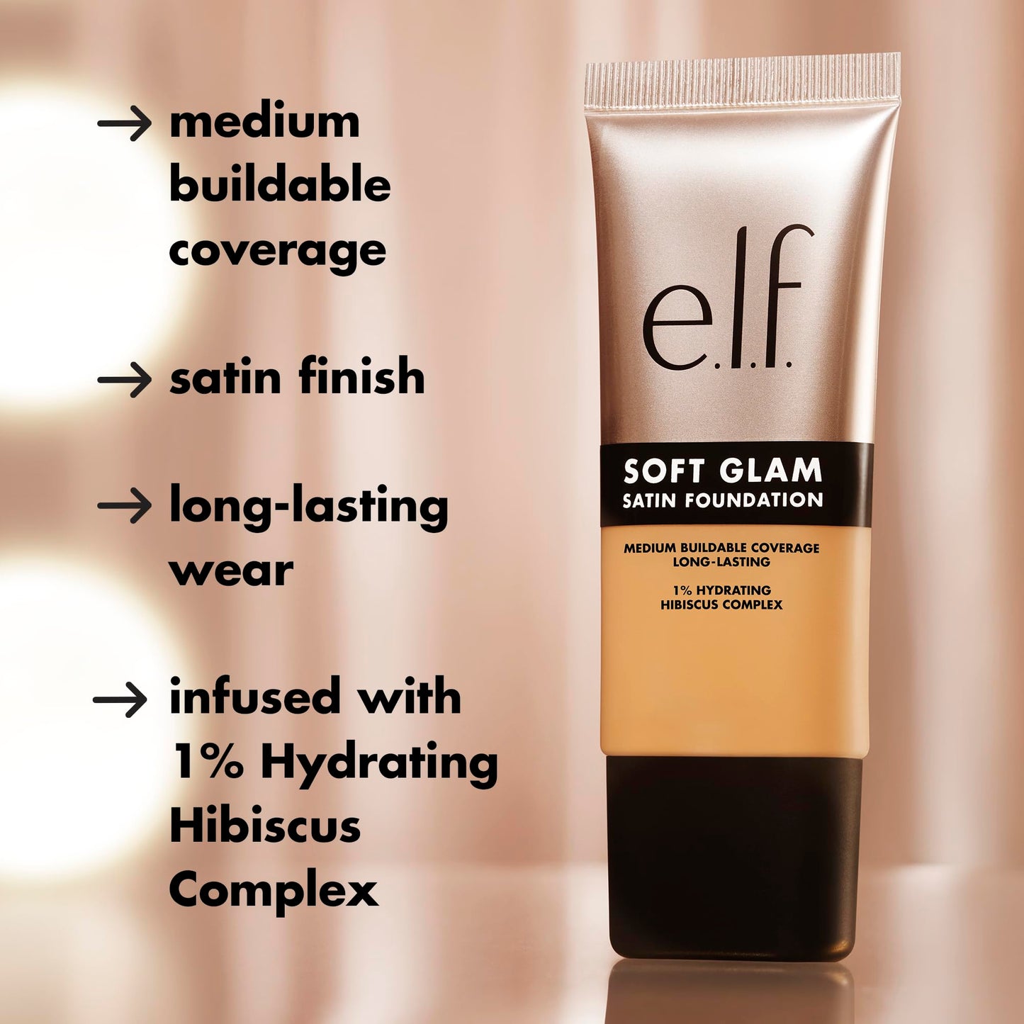 e.l.f. Soft Glam Foundation, Medium Coverage, Long-Lasting & Buildable Foundation For A Smooth, Satin Finish, Vegan & Cruelty-Free, 12 Fair Warm
