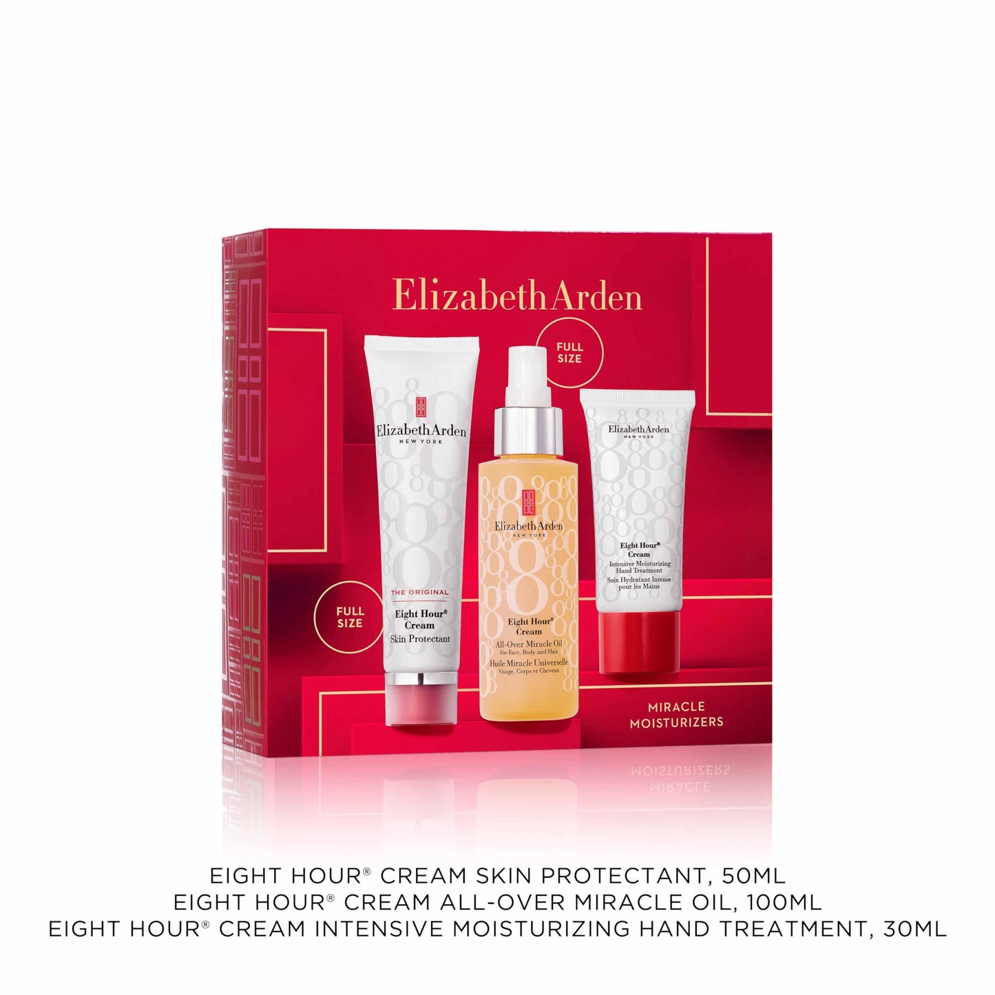 Elizabeth Arden HOLIDAY MIRACLE Eight Hour 3-Piece Gift Set Set, daily hydrating & nourishing skincare, luxury gifting for women