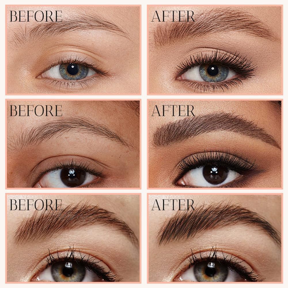 2025 New 3D Microblading Eyebrow Pencil with 4 Forked Tip Applicator, Eyebrow Pencil Waterproof, Long-lasting Magic Eye brow Pen Effortlessly Creates Natural-Looking Brows (Dark brown)