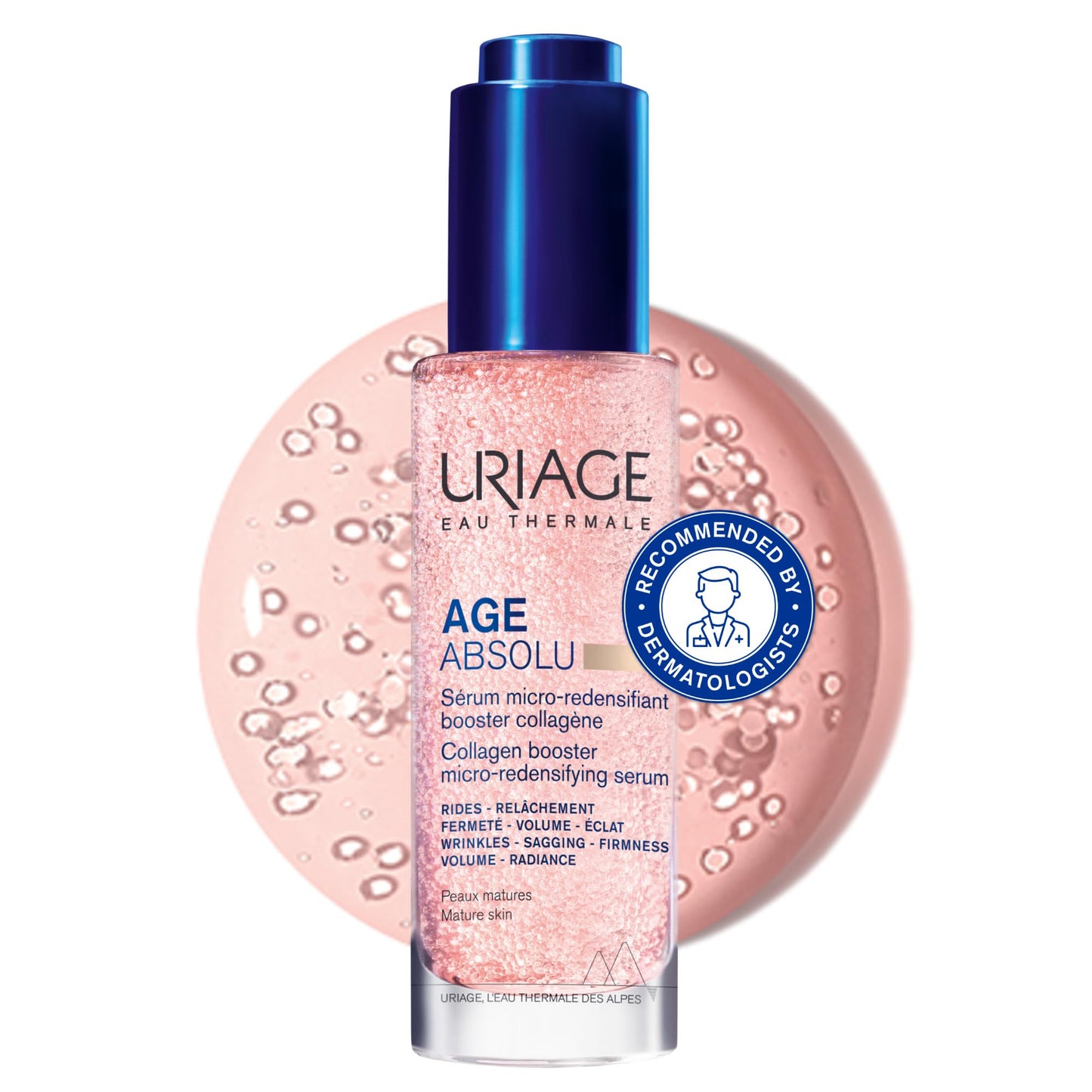 Uriage Age Absolu Collagen Booster Micro-redensifying Serum with Procollagen Peptides & Retinol - Immediate Plumping Effect, X6 Collagen Booster - Wrinkles, Radiance, Volume - Non-greasy Finish - 30ml