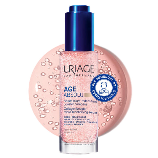 Uriage Age Absolu Collagen Booster Micro-redensifying Serum with Procollagen Peptides & Retinol - Immediate Plumping Effect, X6 Collagen Booster - Wrinkles, Radiance, Volume - Non-greasy Finish - 30ml