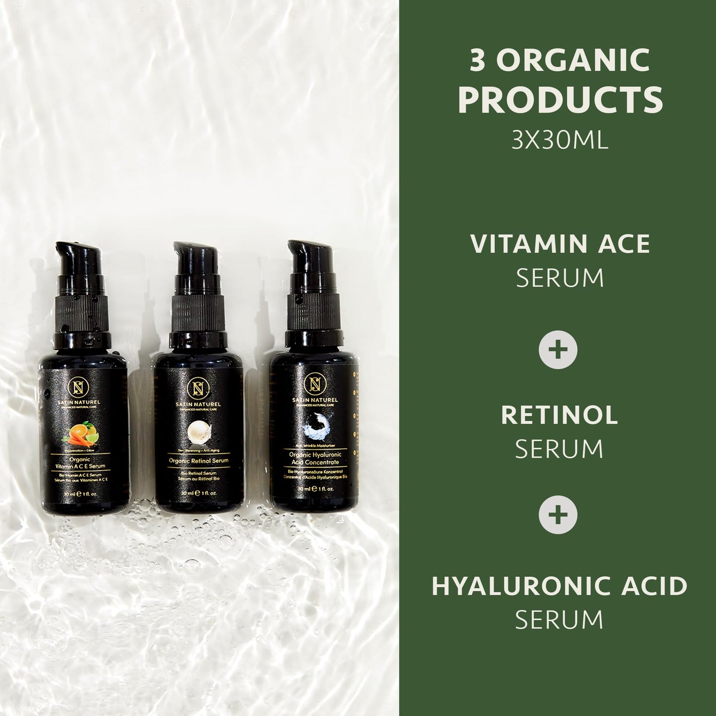 Skincare Gifts for Women - Beauty Gift Box with Hyaluronic Acid Serum for Face + Vitamin C + Retinol 3x30ml Skincare - Luxury Gifts for Women - Organic Beauty