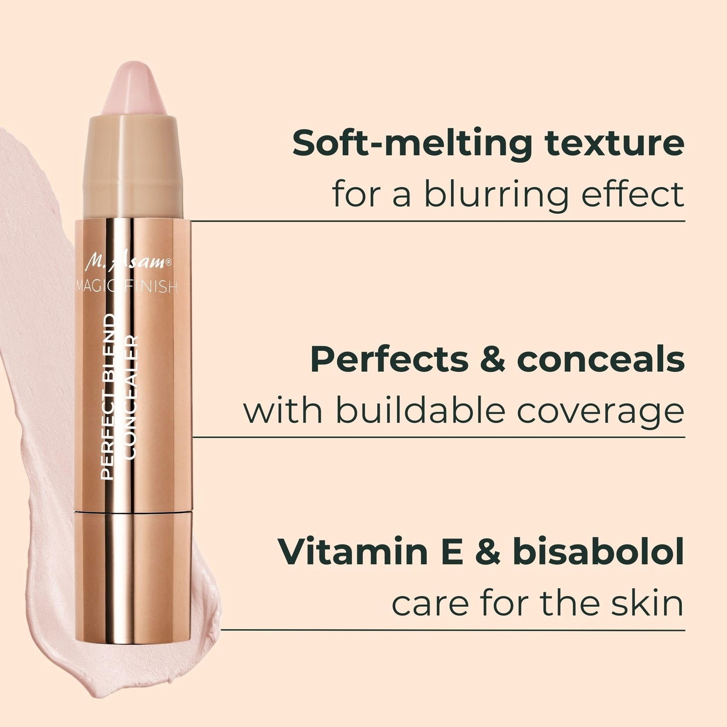 M. Asam MAGIC FINISH Perfect Blend Concealer Stick Fair (3g) – Concealer Stick with Bisabolol & Vitamin E, Smooth Texture for Dark Circles, Blemishes, Natural Coverage & Flawless Finish, Vegan