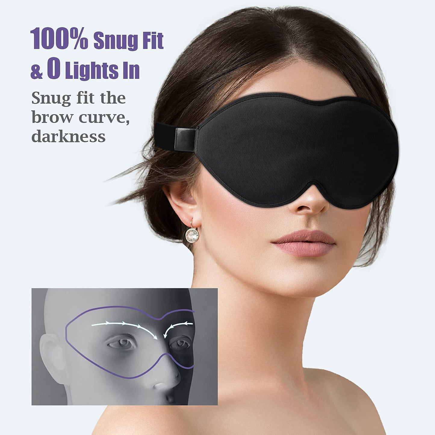 onaEz Sleep Mask, Super Soft Comfort Milk Ice Silk Sleep Masks 3D Contoured Cup Blindfold Eye Mask Concave Molded Light Blocking Eye Cover for Travel, Yoga, Nap, All Night Sleeping