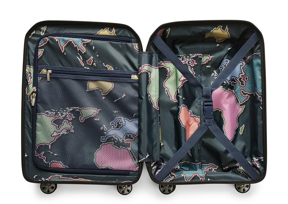 Ted Baker Flying Colours Small Trolley Spinner Suitcase with Front Pocket and USB Smart Feature, Black