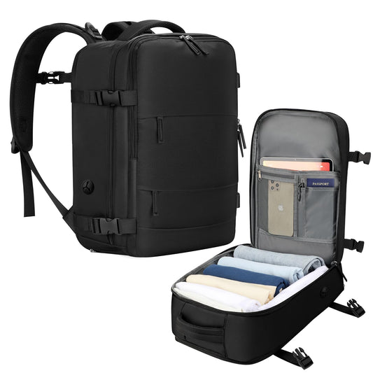 Cabin Bags for Ryanair 40x20x25 Underseat Travel Bag 11 Pockets Hand Luggage Bag Cabin Bag with Separate Shoe Pocket for Women & Men Carry on Bag, 20L, Black