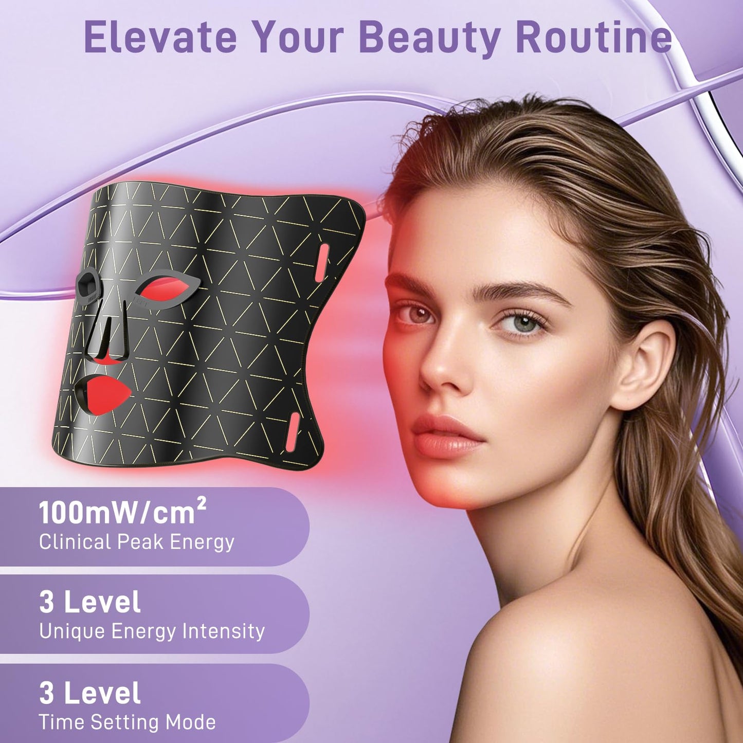 Lovsheme LED Face Mask - Professional Grade Skincare at Home – FDA Approved Red Light Therapy Mask for Acne, Wrinkles, and Skin Rejuvenation – 3 Light Modes – Remote Control – Includes Eye Protection