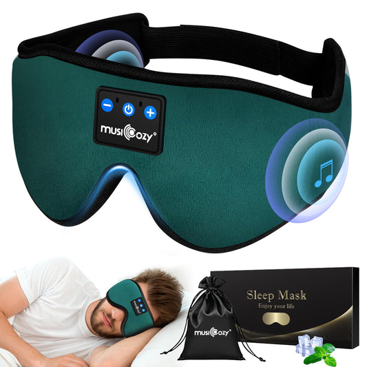 MUSICOZY Sleep Mask Headphones,Upgraded 3D Sleep Headphones Eye Mask with Headphones for Sleeping,Travel,Relax,Nap,100% Blackout Bluetooth Sleep Masks for Women & Men