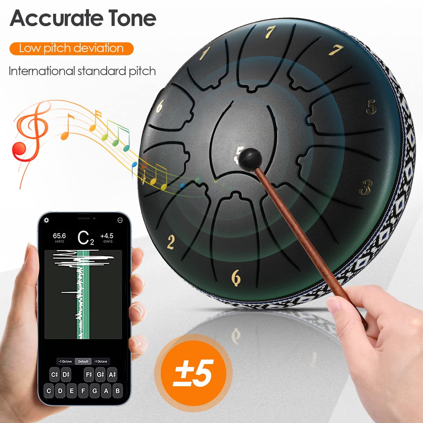Do-Electr Steel Tongue Drum 6 Inch 11 Tone Tongue Drum Disc Drum, Steel Pan Tones Drum Hand Pan Drum with Pocket, Fingerpick, and mallets for Meditation Yoga Sound Healing