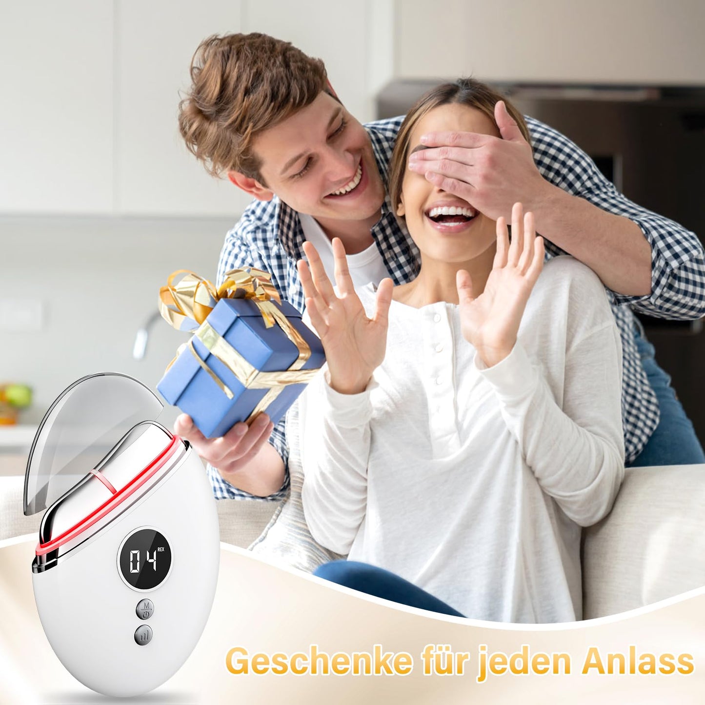 Ehomfory EMS Gua Sha, Face Massager Gua Sha Electric with Smart 3 Modes Anti-Wrinkle Beauty Device, EMS Face Massage with Vibration & Heat for Face Tightening, Anti Wrinkles, Anti Ageing