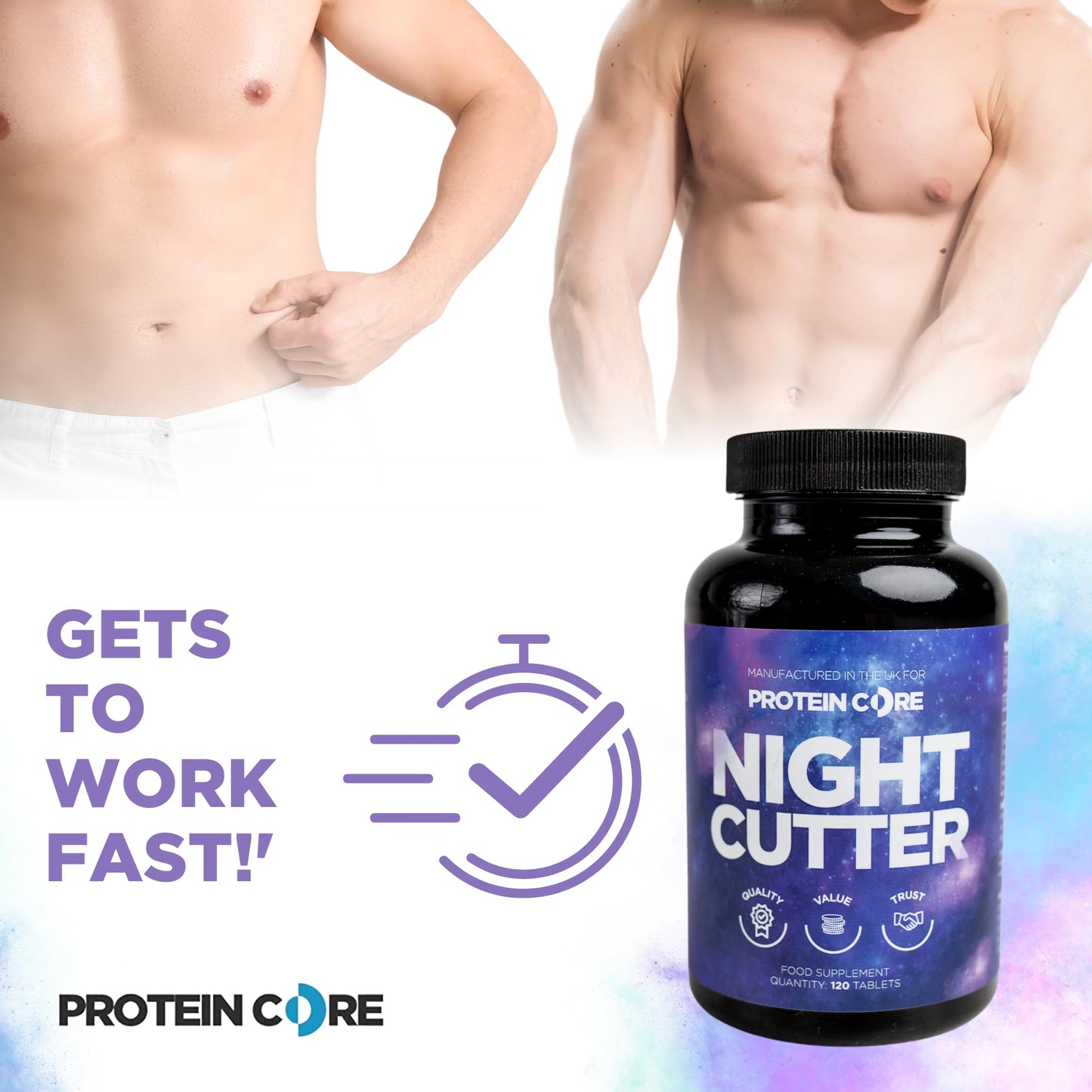 Night Cutter Fat Burner Tablets Fast Weight Loss Tabs Non-Stimulant Lose Weight Management Quick Pills - UK Made - 2 Months Supply (120)